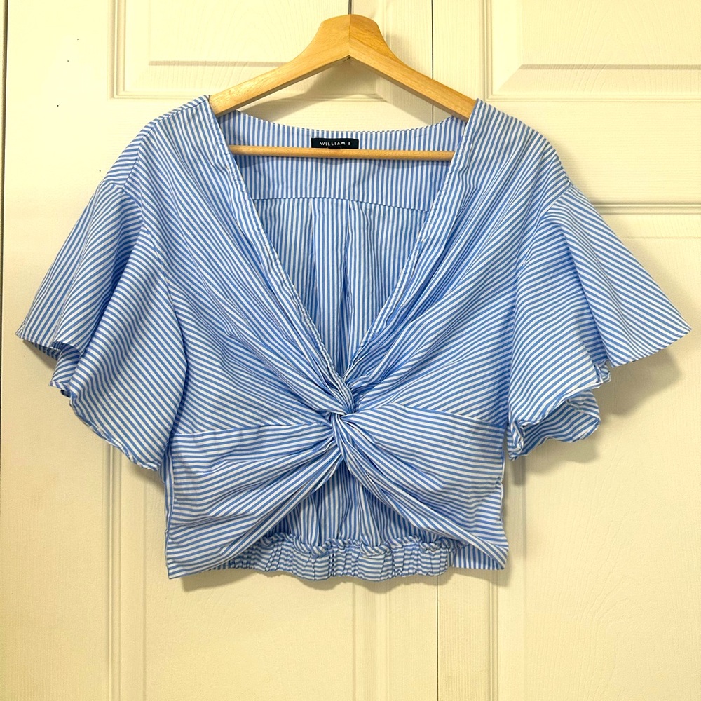 Crop top blue and white pin stripes